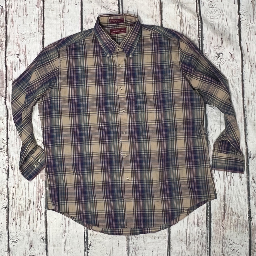 Chaps Ralph Lauren Plaid Button-Down Shirt Long Sleeve Mens Outerwear